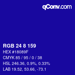 カラーコード: RGB 24 8 159 | qconv.com