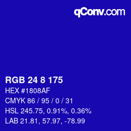 カラーコード: RGB 24 8 175 | qconv.com