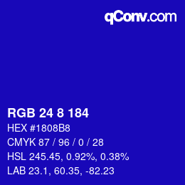 Color code: RGB 24 8 184 | qconv.com