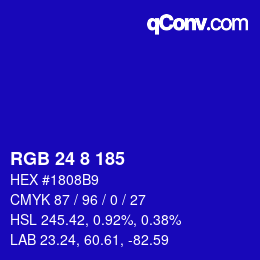 カラーコード: RGB 24 8 185 | qconv.com