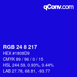 Color code: RGB 24 8 217 | qconv.com