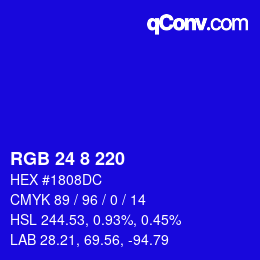 Color code: RGB 24 8 220 | qconv.com