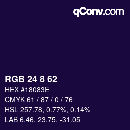 カラーコード: RGB 24 8 62 | qconv.com