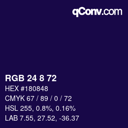 Farbcode: RGB 24 8 72 | qconv.com