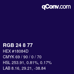 Color code: RGB 24 8 77 | qconv.com