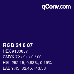 颜色代码: RGB 24 8 87 | qconv.com