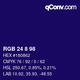 カラーコード: RGB 24 8 98 | qconv.com
