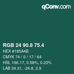 カラーコード: RGB 24 90.8 75.4 | qconv.com