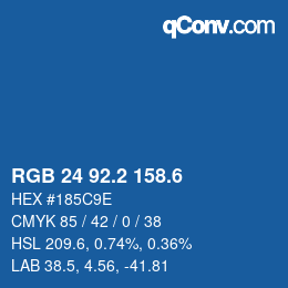 カラーコード: RGB 24 92.2 158.6 | qconv.com