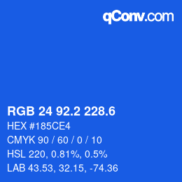 カラーコード: RGB 24 92.2 228.6 | qconv.com