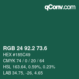 カラーコード: RGB 24 92.2 73.6 | qconv.com