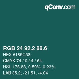 カラーコード: RGB 24 92.2 88.6 | qconv.com