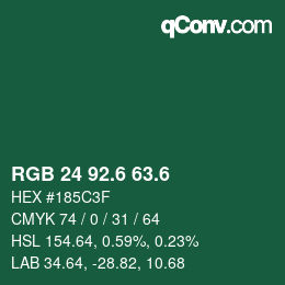 カラーコード: RGB 24 92.6 63.6 | qconv.com