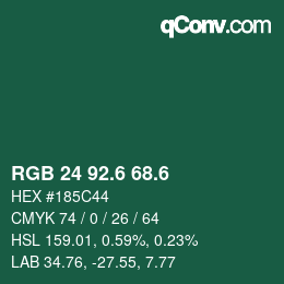 カラーコード: RGB 24 92.6 68.6 | qconv.com