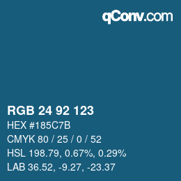 カラーコード: RGB 24 92 123 | qconv.com