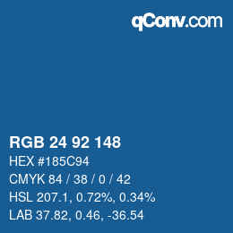 カラーコード: RGB 24 92 148 | qconv.com