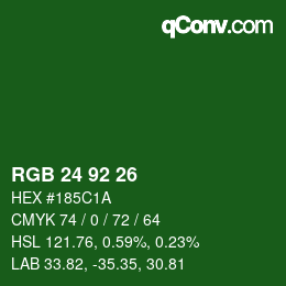 カラーコード: RGB 24 92 26 | qconv.com