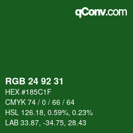 カラーコード: RGB 24 92 31 | qconv.com