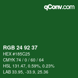 カラーコード: RGB 24 92 37 | qconv.com