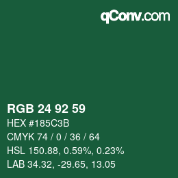カラーコード: RGB 24 92 59 | qconv.com