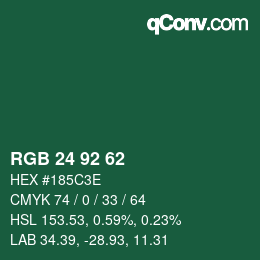 カラーコード: RGB 24 92 62 | qconv.com