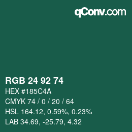 カラーコード: RGB 24 92 74 | qconv.com