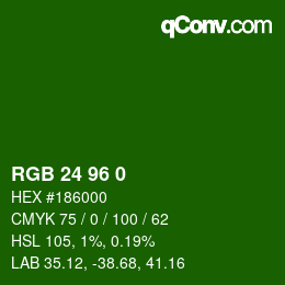 Color code: RGB 24 96 0 | qconv.com