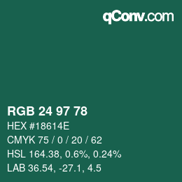 Color code: RGB 24 97 78 | qconv.com