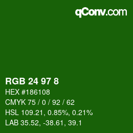 Color code: RGB 24 97 8 | qconv.com