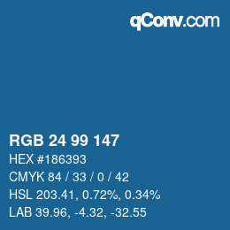 カラーコード: RGB 24 99 147 | qconv.com