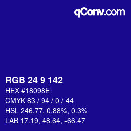 カラーコード: RGB 24 9 142 | qconv.com