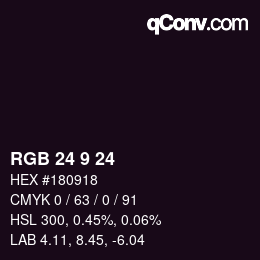 カラーコード: RGB 24 9 24 | qconv.com