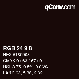 カラーコード: RGB 24 9 8 | qconv.com