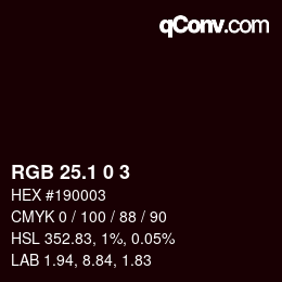 カラーコード: RGB 25.1 0 3 | qconv.com