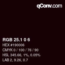 Color code: RGB 25.1 0 6 | qconv.com