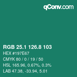 カラーコード: RGB 25.1 126.8 103 | qconv.com