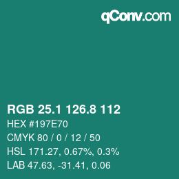 Color code: RGB 25.1 126.8 112 | qconv.com