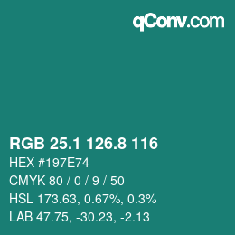 Color code: RGB 25.1 126.8 116 | qconv.com