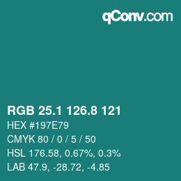 Color code: RGB 25.1 126.8 121 | qconv.com