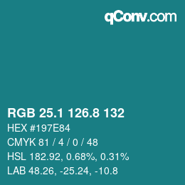 Color code: RGB 25.1 126.8 132 | qconv.com