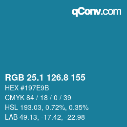 Color code: RGB 25.1 126.8 155 | qconv.com