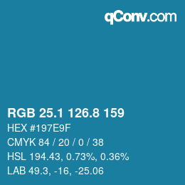 Color code: RGB 25.1 126.8 159 | qconv.com