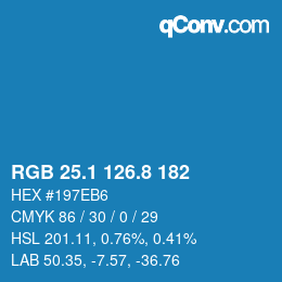 カラーコード: RGB 25.1 126.8 182 | qconv.com