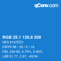 カラーコード: RGB 25.1 126.8 209 | qconv.com