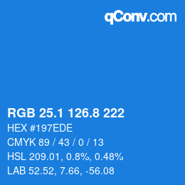 Color code: RGB 25.1 126.8 222 | qconv.com
