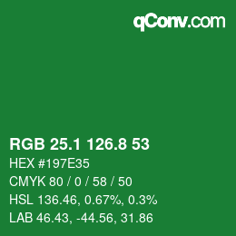 カラーコード: RGB 25.1 126.8 53 | qconv.com
