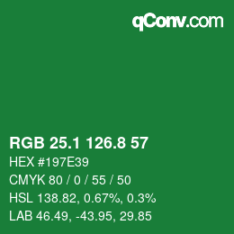 カラーコード: RGB 25.1 126.8 57 | qconv.com