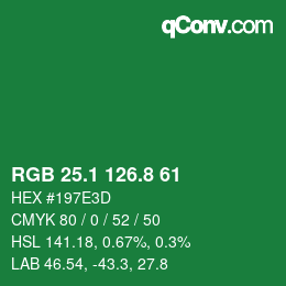 カラーコード: RGB 25.1 126.8 61 | qconv.com