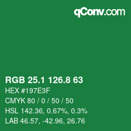 カラーコード: RGB 25.1 126.8 63 | qconv.com