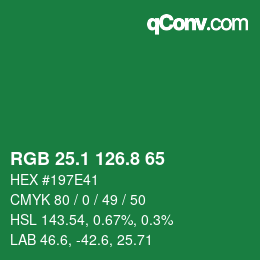 カラーコード: RGB 25.1 126.8 65 | qconv.com